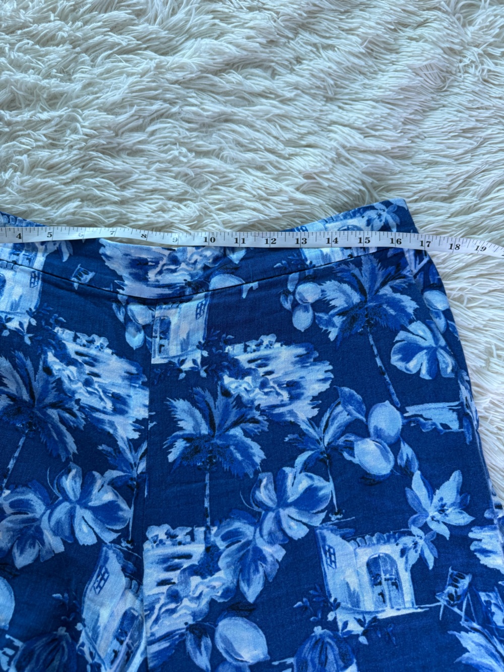 LOFT Navy & White Wide-Leg Floral Print Pants - Picture 8 of 10